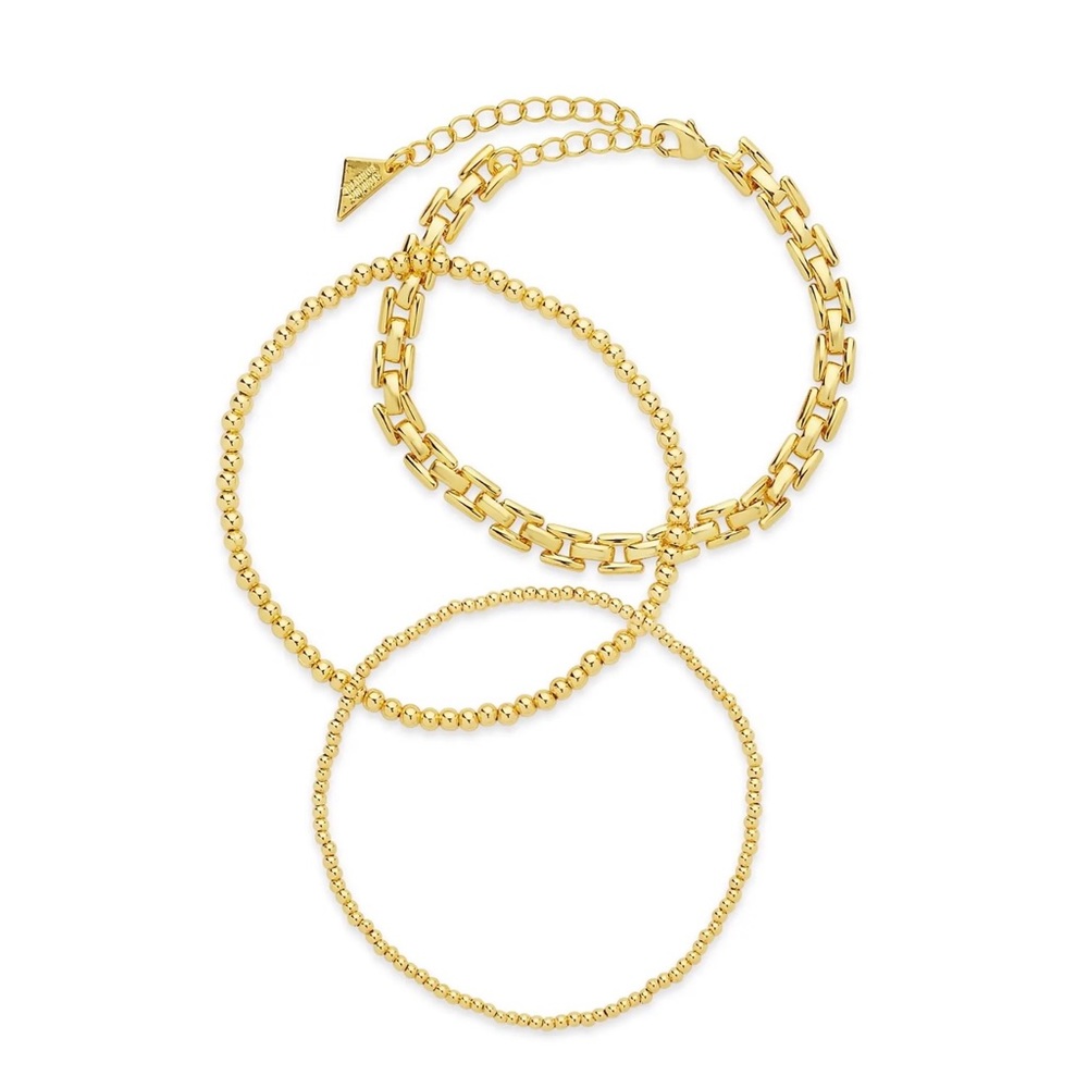 STERLING FOREVER - Link & Bead Bracelets Set of 3